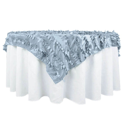 Taffeta 72"x72" Table Overlay Square Tablecloth Dusty Blue - 3D Leaf Petal Table Cover Pro Linens