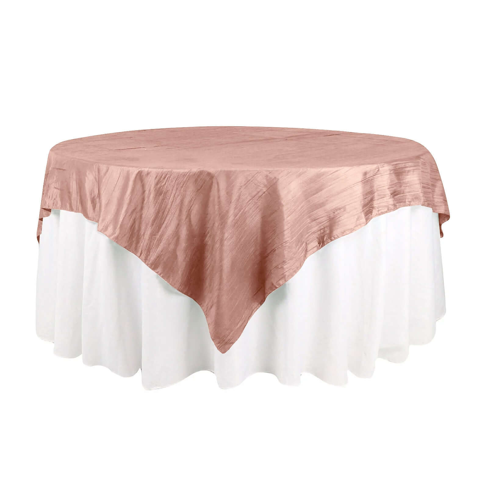 Taffeta 72"x72" Table Overlay Square Tablecloth Dusty Rose - Accordion Crinkle Table Cover Pro Linens