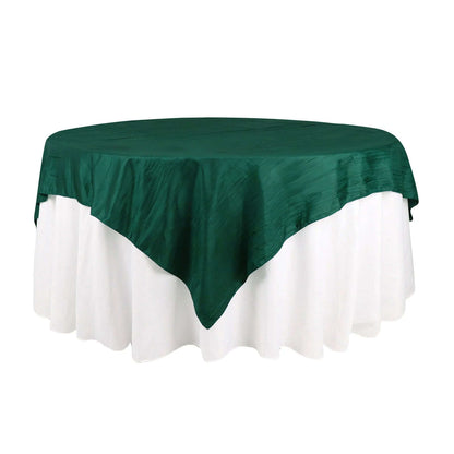 Taffeta 72"x72" Table Overlay Square Tablecloth Hunter Emerald Green - Accordion Crinkle Table Cover Pro Linens