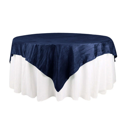 Taffeta 72"x72" Table Overlay Square Tablecloth Navy Blue - Accordion Crinkle Table Cover Pro Linens