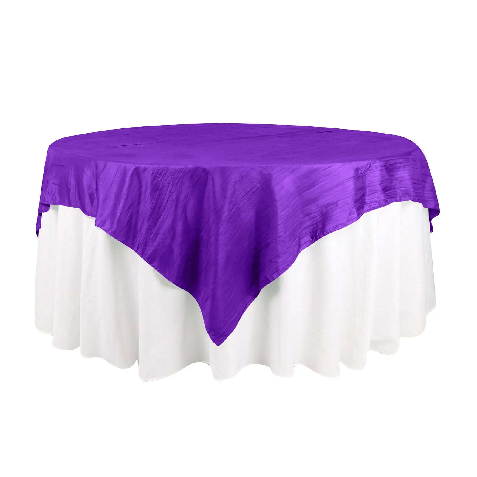 Taffeta 72"x72" Table Overlay Square Tablecloth Purple - Accordion Crinkle Table Cover Pro Linens