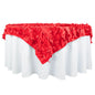 Taffeta 72"x72" Table Overlay Square Tablecloth Red - 3D Leaf Petal Table Cover Pro Linens