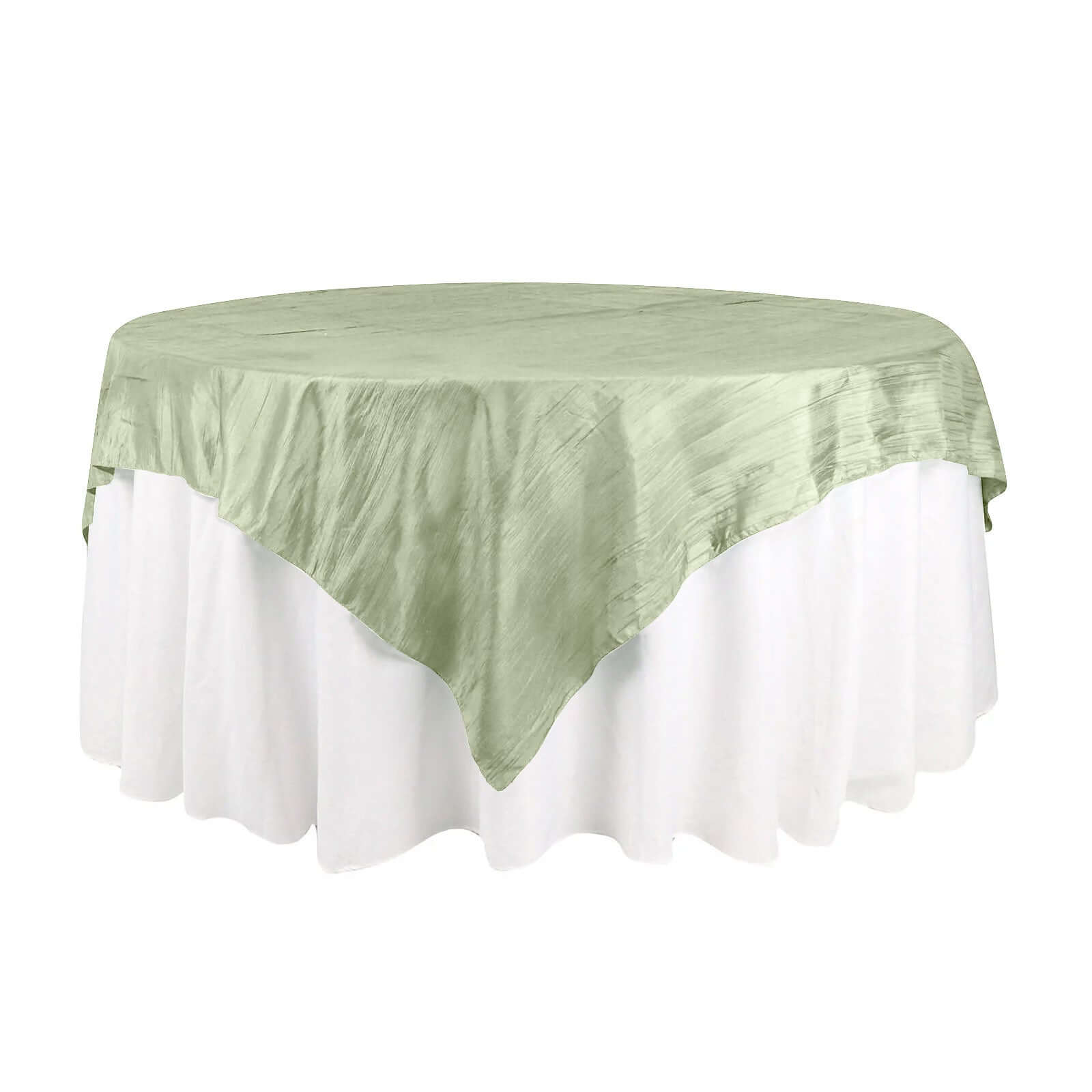 Taffeta 72"x72" Table Overlay Square Tablecloth Sage Green - Accordion Crinkle Table Cover Pro Linens