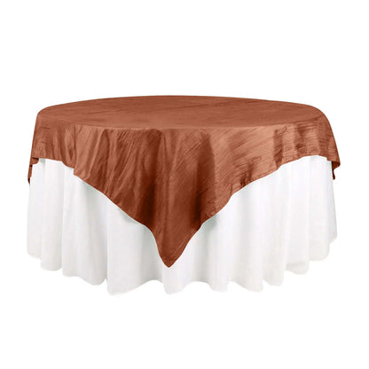 Taffeta 72"x72" Table Overlay Square Tablecloth Terracotta (Rust) - Accordion Crinkle Table Cover Pro Linens