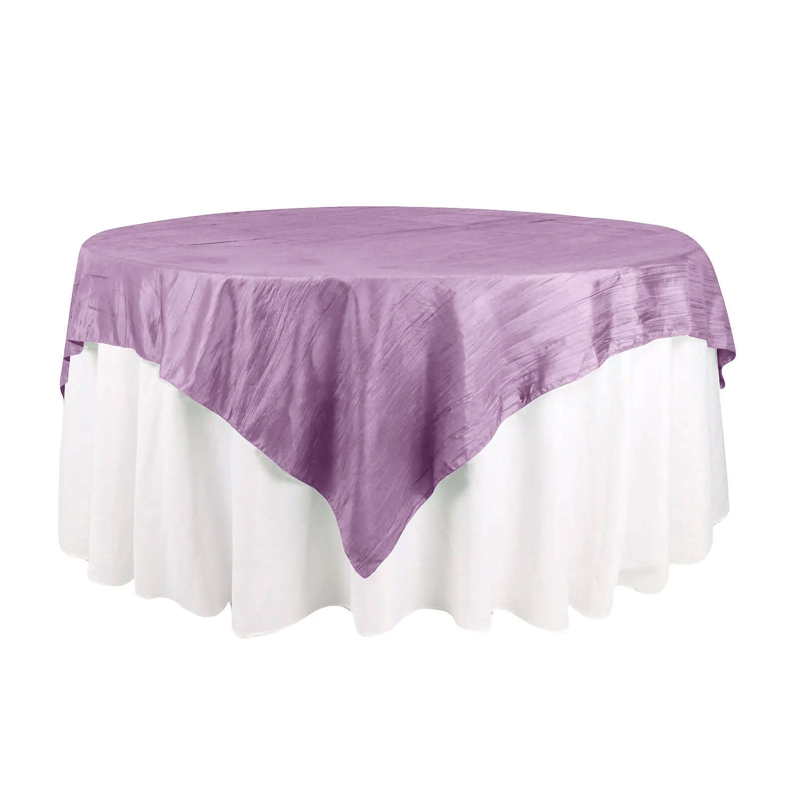 Taffeta 72"x72" Table Overlay Square Tablecloth Violet Amethyst - Accordion Crinkle Table Cover Pro Linens