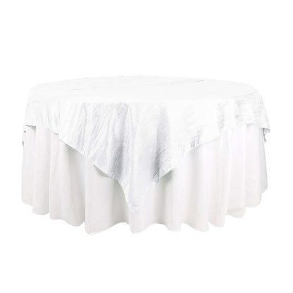 Taffeta 72"x72" Table Overlay Square Tablecloth White - Accordion Crinkle Design for Stylish Events Pro Linens