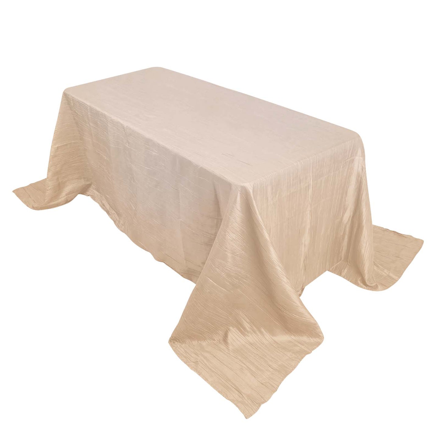 Taffeta 90"x132" Rectangle Tablecloth Beige - Seamless Accordion Crinkle Table Cover Pro Linens