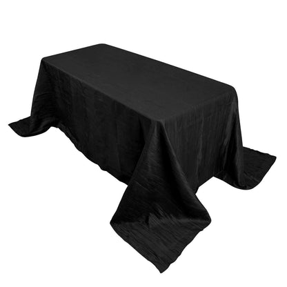 Taffeta 90"x132" Rectangle Tablecloth Black - Seamless Accordion Crinkle Design for Sophisticated Gatherings Pro Linens