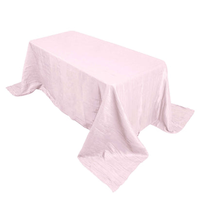 Taffeta 90"x132" Rectangle Tablecloth Blush - Seamless Accordion Crinkle Table Cover Pro Linens