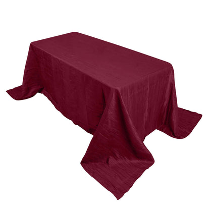 Taffeta 90"x132" Rectangle Tablecloth Burgundy - Seamless Accordion Crinkle Table Cover Pro Linens