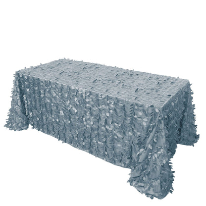 Taffeta 90"x132" Rectangle Tablecloth Dusty Blue | 3D Leaf Petal Design Seamless Table Cover Pro Linens