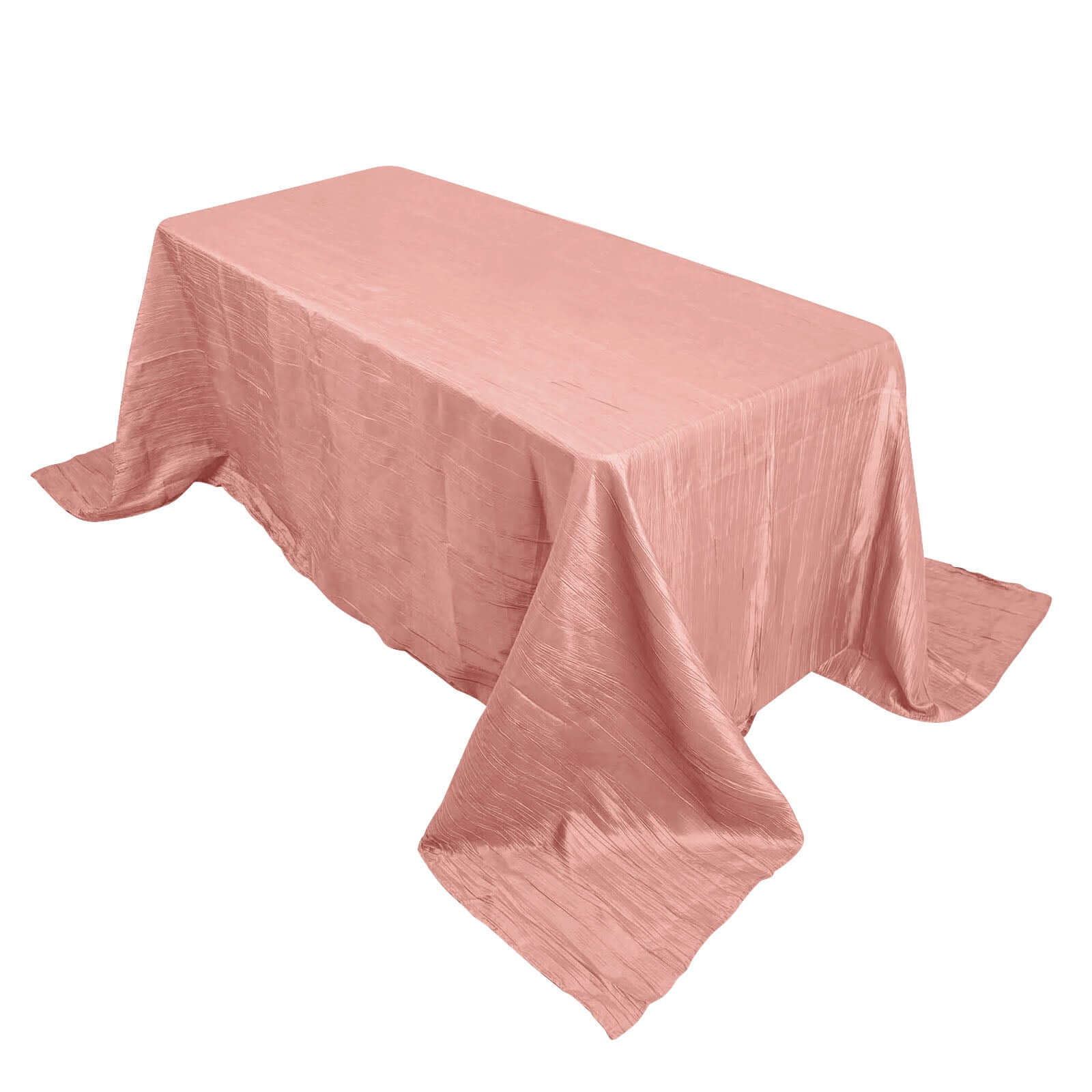 Taffeta 90"x132" Rectangle Tablecloth Dusty Rose - Seamless Accordion Crinkle Table Cover Pro Linens