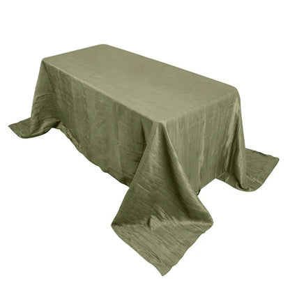 Taffeta 90"x132" Rectangle Tablecloth Dusty Sage Green - Seamless Accordion Crinkle Table Cover Pro Linens