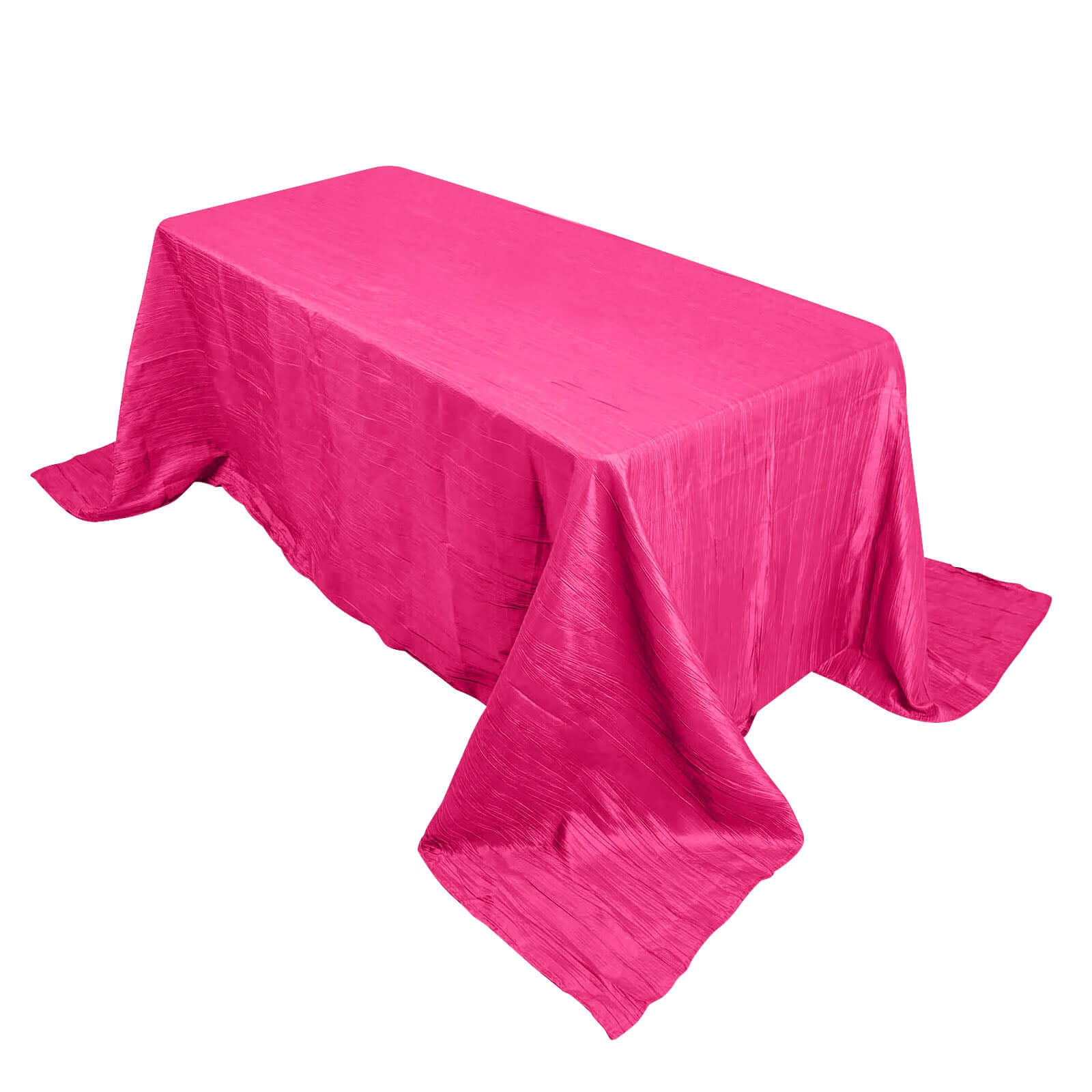 Taffeta 90"x132" Rectangle Tablecloth Fuchsia - Seamless Accordion Crinkle Table Cover Pro Linens