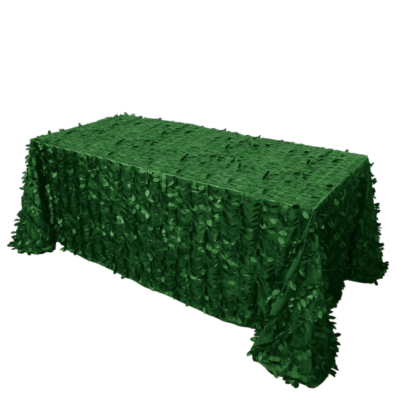 Taffeta 90"x132" Rectangle Tablecloth Green | 3D Leaf Petal Design Seamless Table Cover Pro Linens