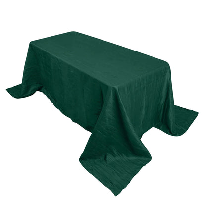 Taffeta 90"x132" Rectangle Tablecloth Hunter Emerald Green - Seamless Accordion Crinkle Table Cover Pro Linens