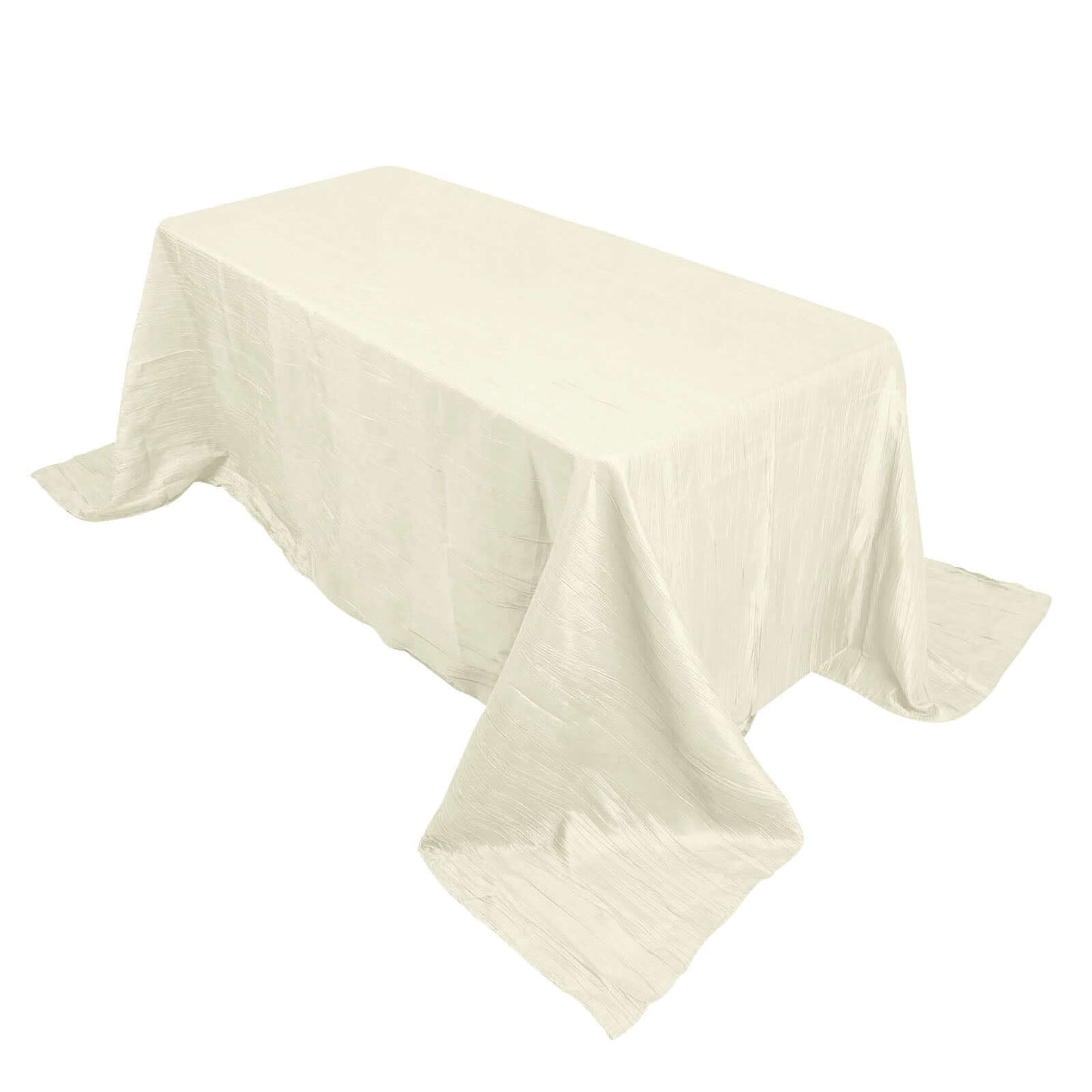 Taffeta 90"x132" Rectangle Tablecloth Ivory - Seamless Accordion Crinkle Table Cover Pro Linens