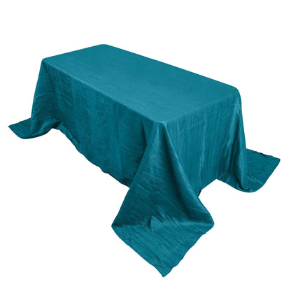 Taffeta 90"x132" Rectangle Tablecloth Teal - Seamless Accordion Crinkle Table Cover Pro Linens