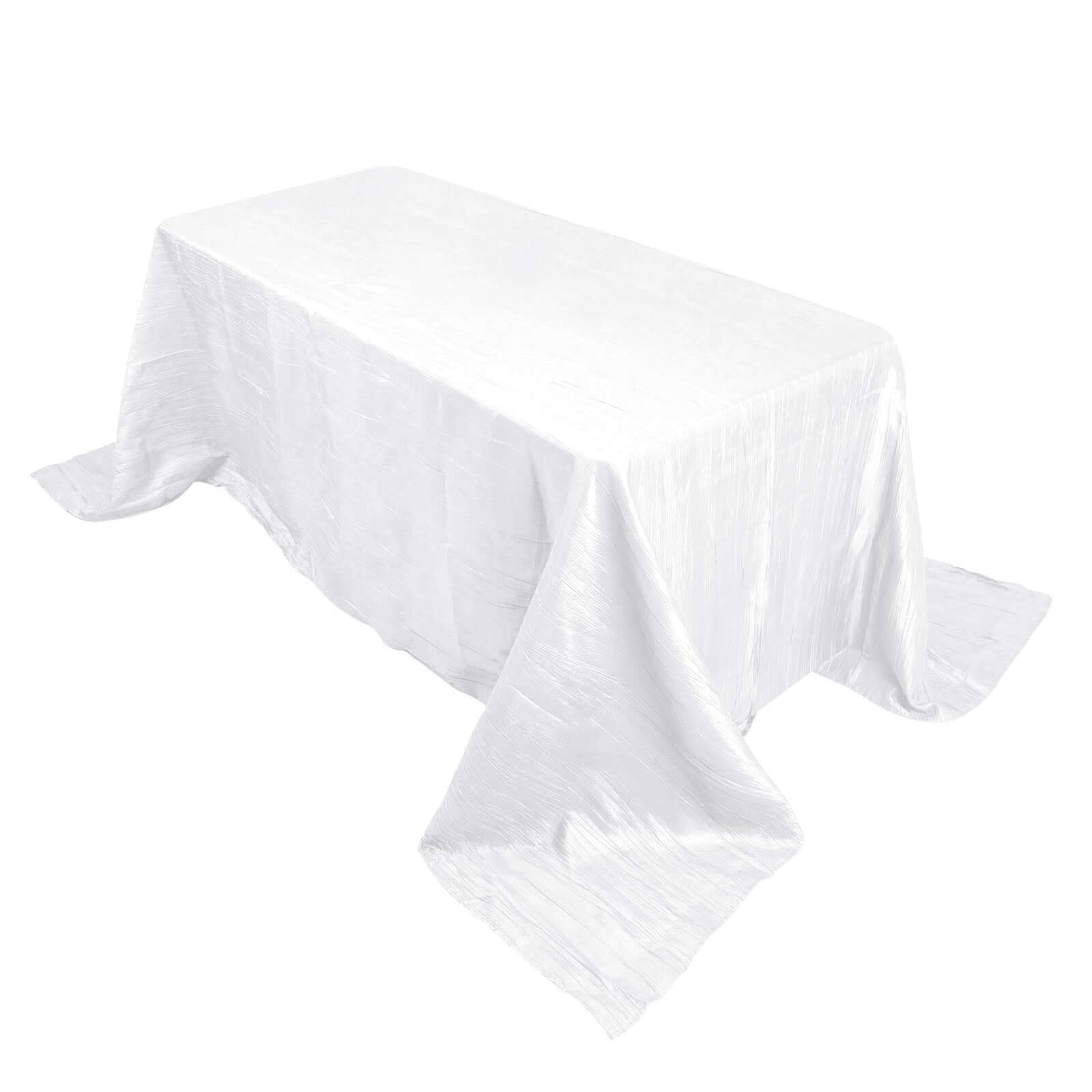 Taffeta 90"x132" Rectangle Tablecloth White - Seamless Accordion Crinkle Design for Sophisticated Gatherings Pro Linens