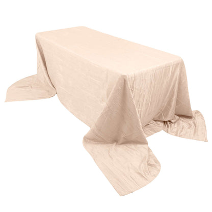 Taffeta 90"x156" Rectangle Tablecloth Beige - Accordion Crinkle Seamless Table Cover Pro Linens