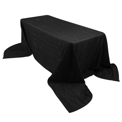 Taffeta 90"x156" Rectangle Tablecloth Black - Accordion Crinkle Seamless Table Cover Pro Linens