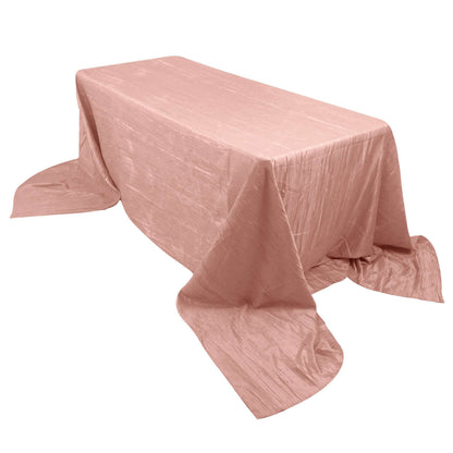 Taffeta 90"x156" Rectangle Tablecloth Dusty Rose - Accordion Crinkle Seamless Table Cover Pro Linens