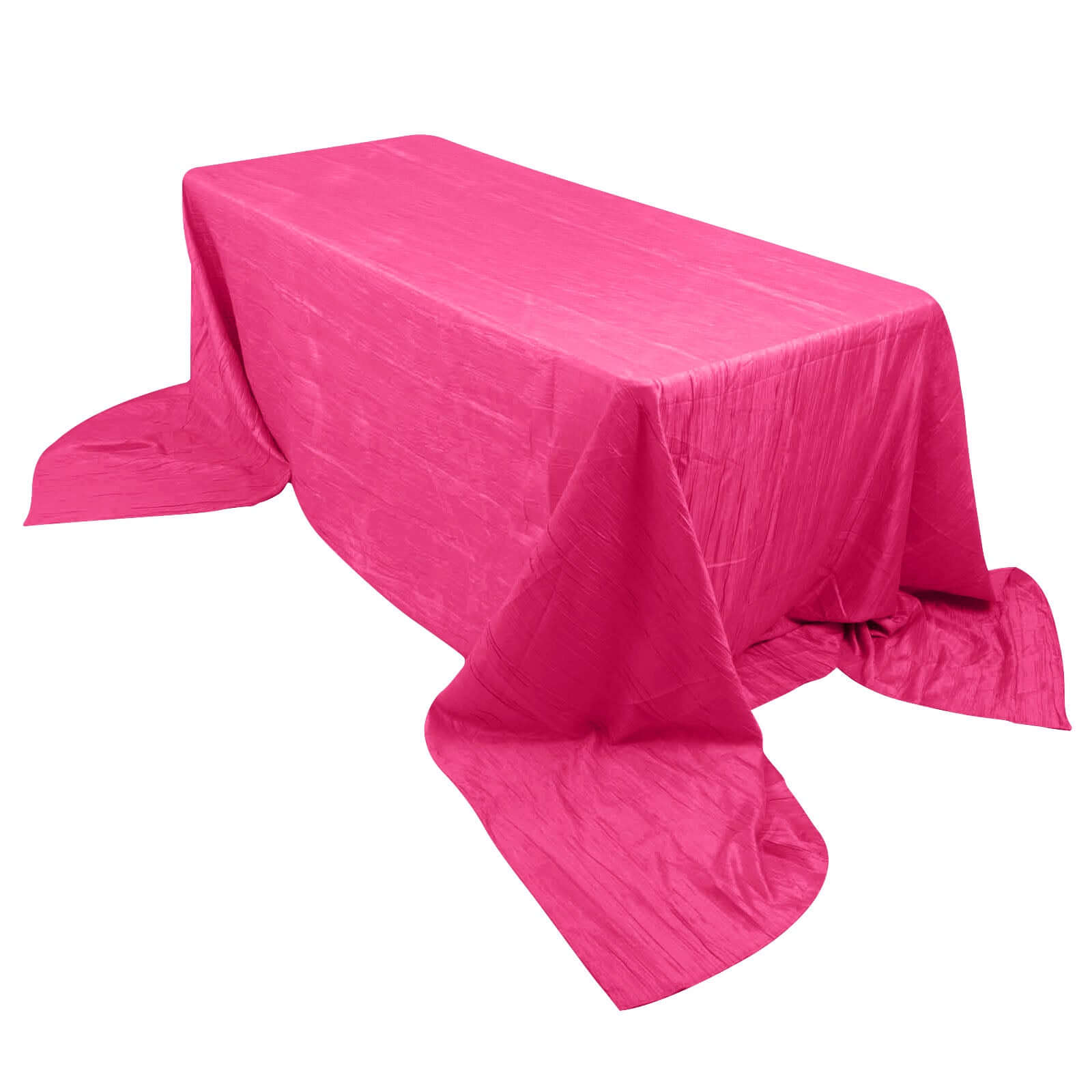 Taffeta 90"x156" Rectangle Tablecloth Fuchsia - Accordion Crinkle Seamless Table Cover Pro Linens