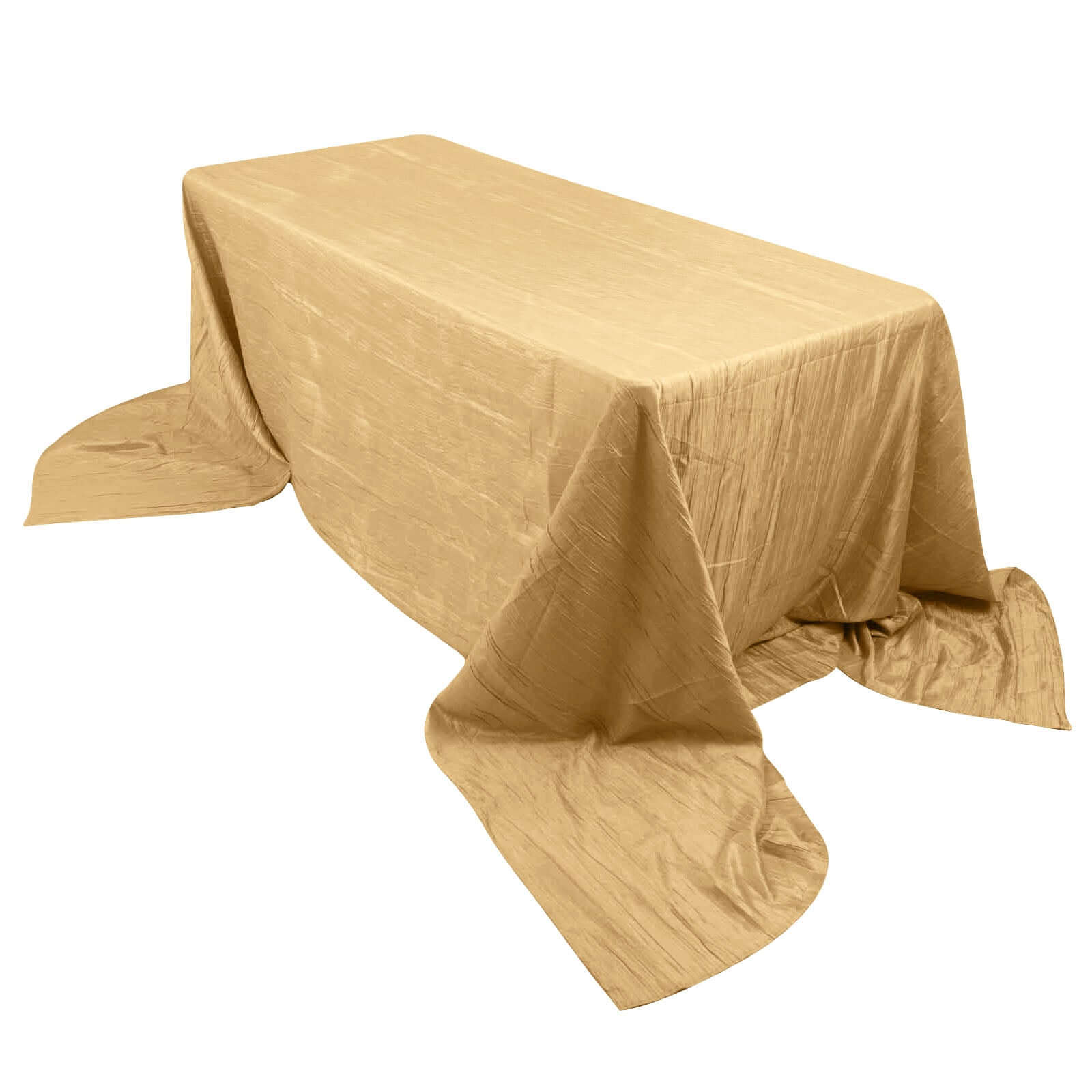 Taffeta 90"x156" Rectangle Tablecloth Gold - Seamless Accordion Crinkle Design for Stylish Celebrations Pro Linens