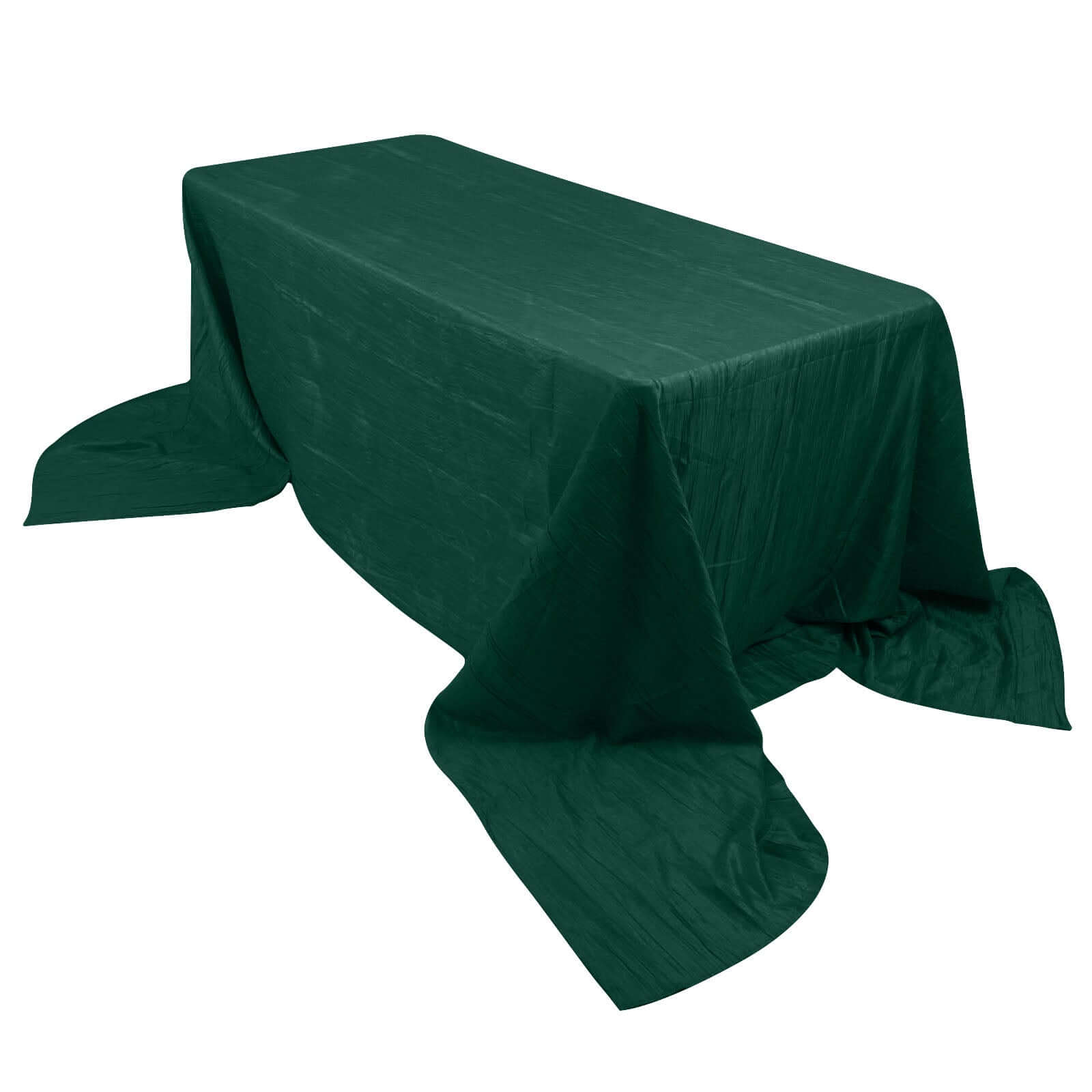 Taffeta 90"x156" Rectangle Tablecloth Hunter Emerald Green - Accordion Crinkle Seamless Table Cover Pro Linens