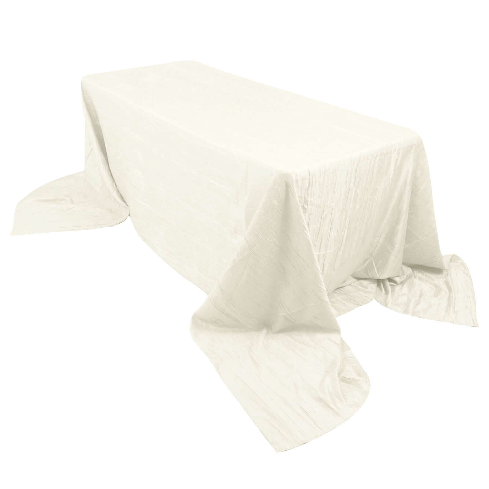 Taffeta 90"x156" Rectangle Tablecloth Ivory - Accordion Crinkle Seamless Table Cover Pro Linens