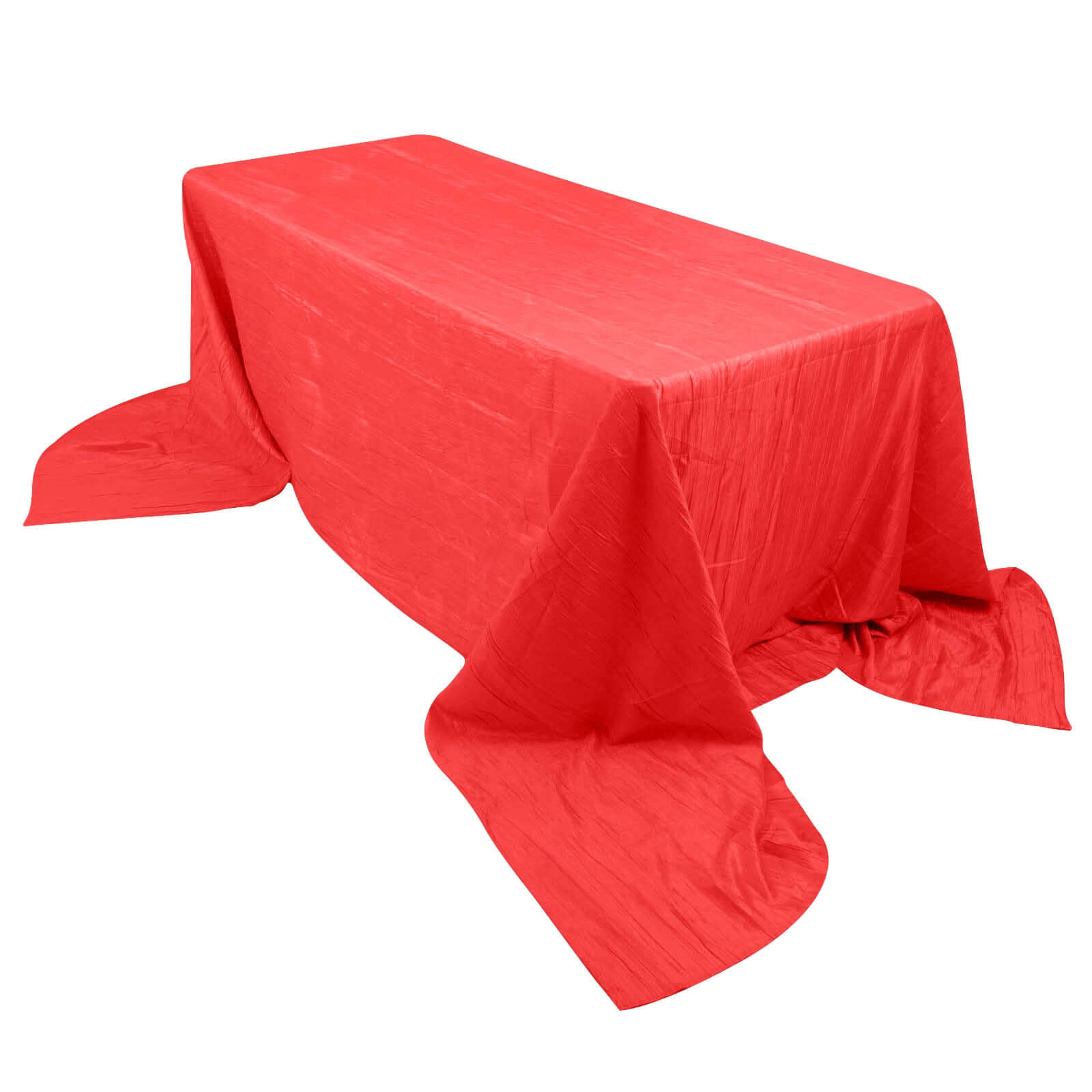 Taffeta 90"x156" Rectangle Tablecloth Red - Accordion Crinkle Seamless Table Cover Pro Linens