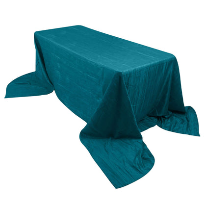 Taffeta 90"x156" Rectangle Tablecloth Teal - Accordion Crinkle Seamless Table Cover Pro Linens