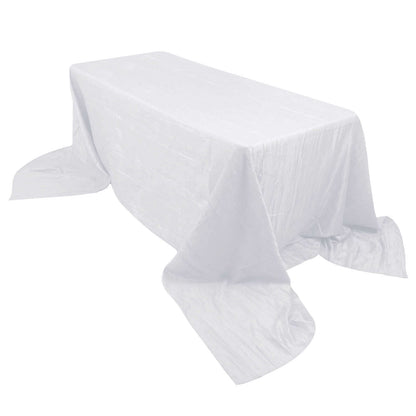 Taffeta 90"x156" Rectangle Tablecloth White - Seamless Accordion Crinkle Design for Stylish Celebrations Pro Linens