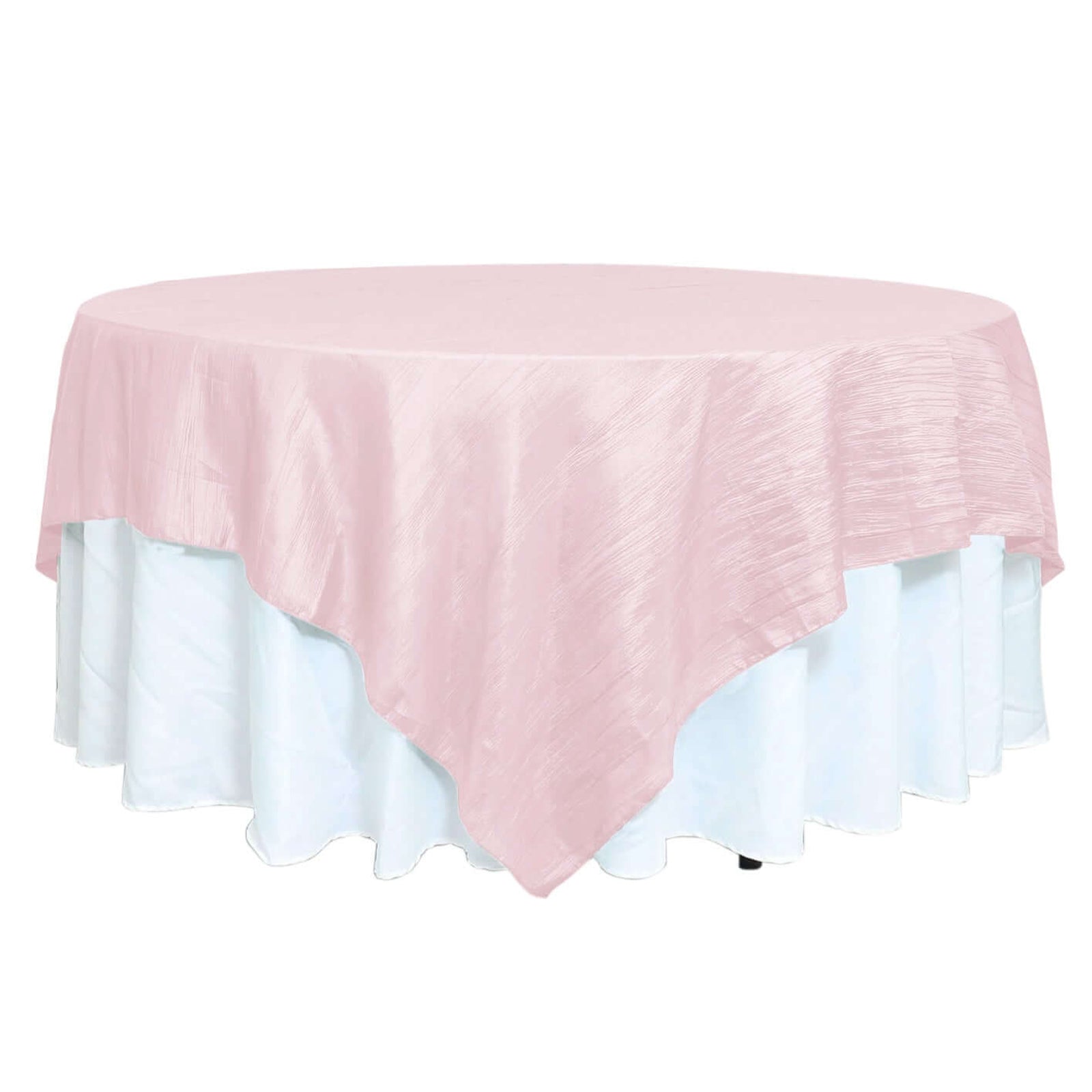 Taffeta 90"x90" Table Overlay Square Tablecloth Blush- Accordion Crinkle Table Cover Pro Linens