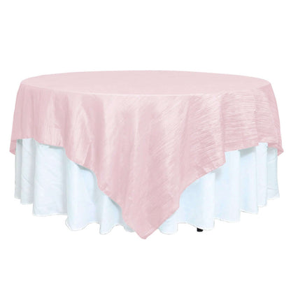 Taffeta 90"x90" Table Overlay Square Tablecloth Blush- Accordion Crinkle Table Cover Pro Linens