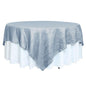 Taffeta 90"x90" Table Overlay Square Tablecloth Dusty Blue - Accordion Crinkle Table Cover Pro Linens