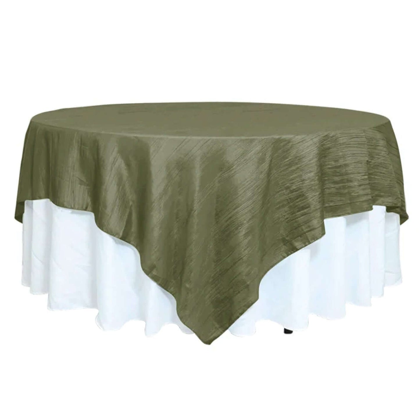 Taffeta 90"x90" Table Overlay Square Tablecloth Dusty Sage Green - Accordion Crinkle Table Cover Pro Linens