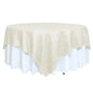 Taffeta 90"x90" Table Overlay Square Tablecloth Ivory - Accordion Crinkle Table Cover Pro Linens