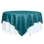 Taffeta 90"x90" Table Overlay Square Tablecloth Peacock Teal - Accordion Crinkle Table Cover Pro Linens