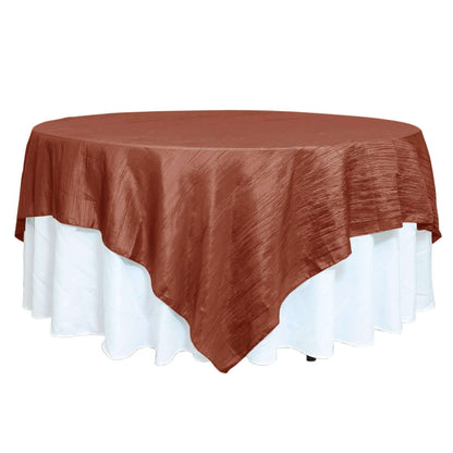 Taffeta 90"x90" Table Overlay Square Tablecloth Terracotta (Rust) - Accordion Crinkle Table Cover Pro Linens