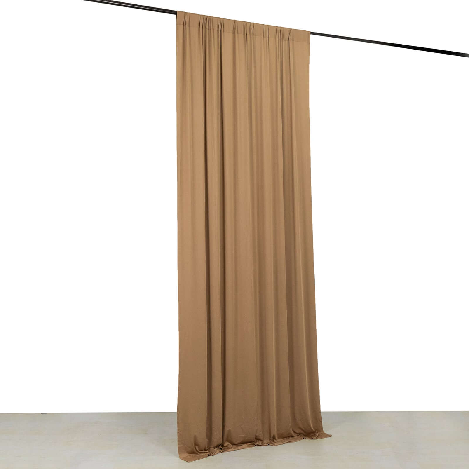 Taupe 4-Way Stretch Spandex Event Curtain Drapes, Wrinkle Free Backdrop Event Panel with Rod Pockets - 5ftx10ft Pro Linens