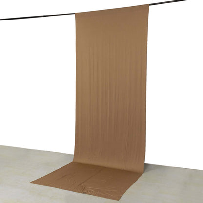 Taupe 4-Way Stretch Spandex Event Curtain Drapes, Wrinkle Free Backdrop Event Panel with Rod Pockets - 5ftx14ft Pro Linens