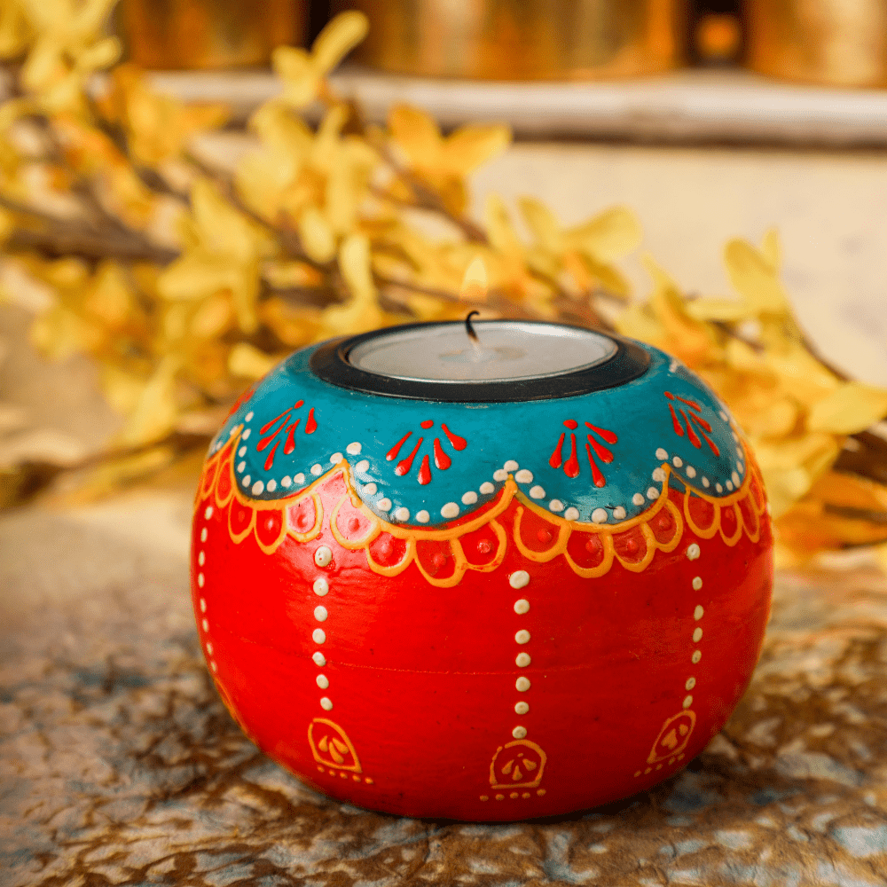 Tealight Holder - Red Henna Tealights holders PRO Indian