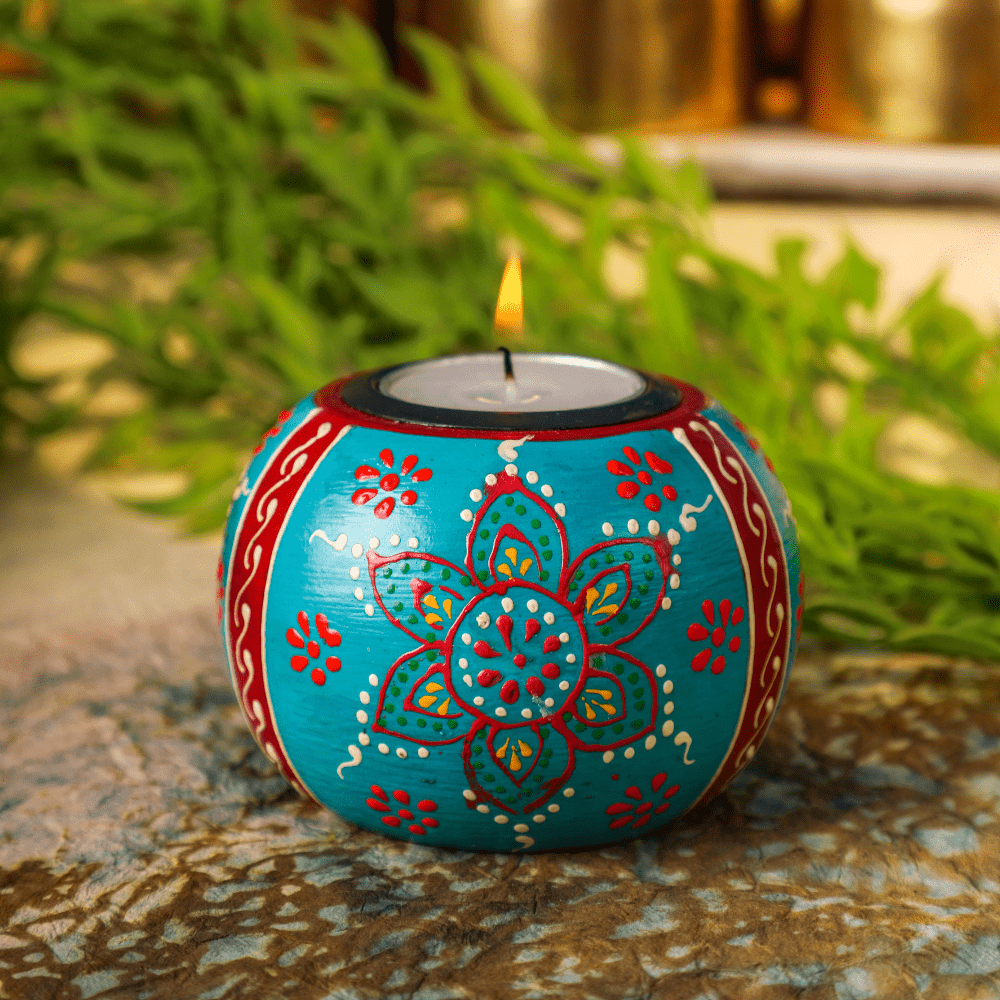 Tealight Holder - Teal Henna Tealights holders PRO Indian