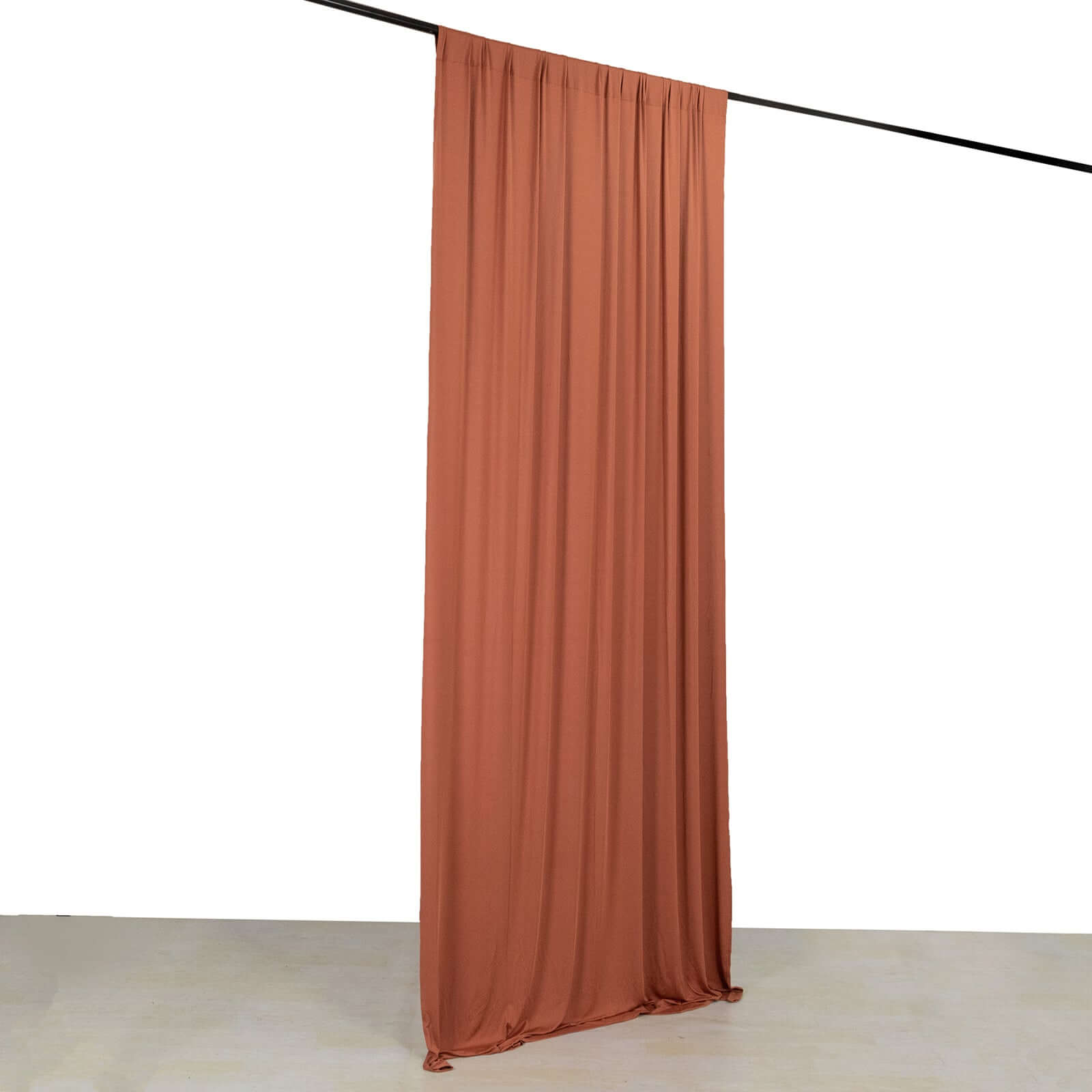 Terracotta (Rust) 4-Way Stretch Spandex Event Curtain Drapes, Wrinkle Free Backdrop Event Panel with Rod Pockets - 5ftx10ft Pro Linens