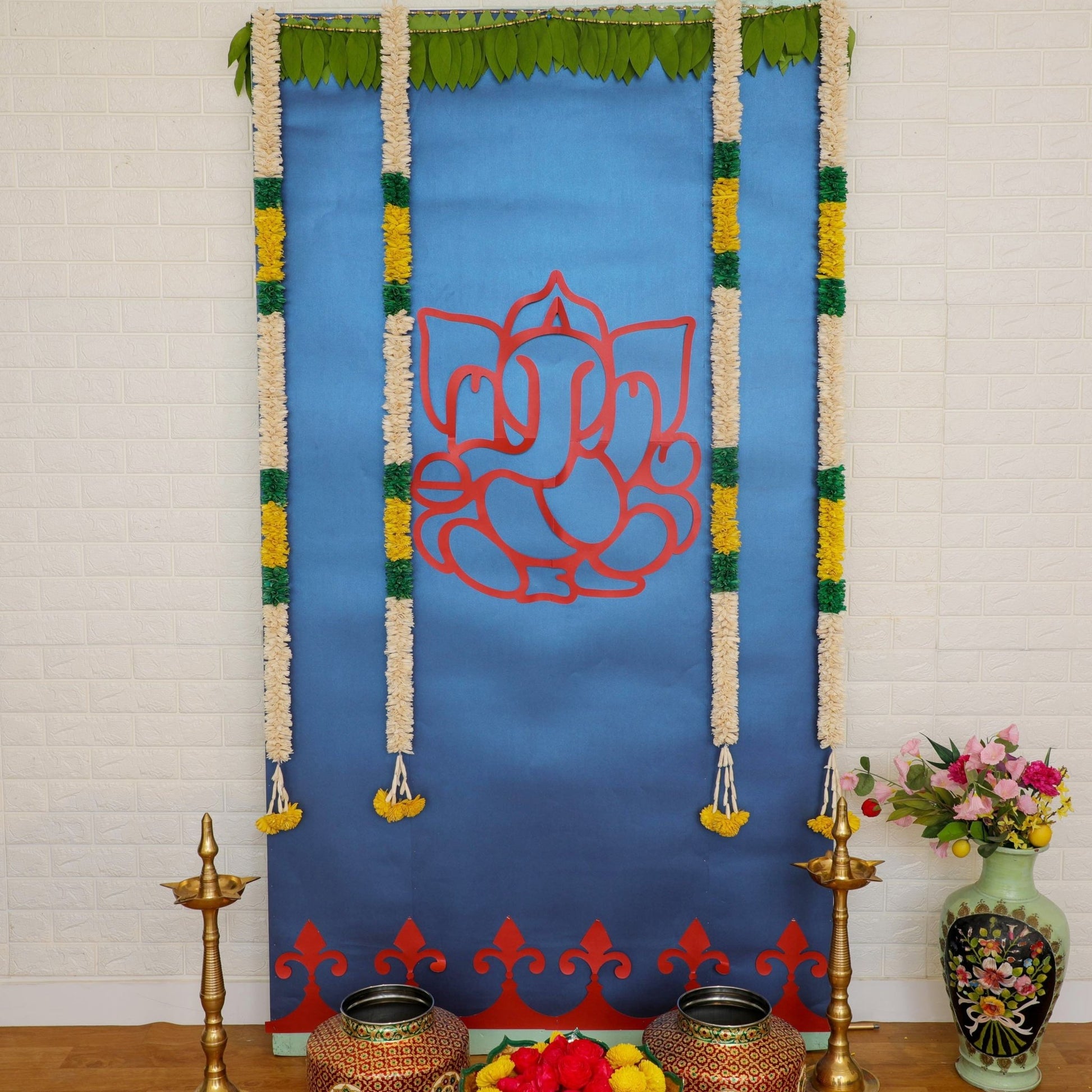 Traditional Ganesh Backdrop Kit - Blue Kit PRO Indian