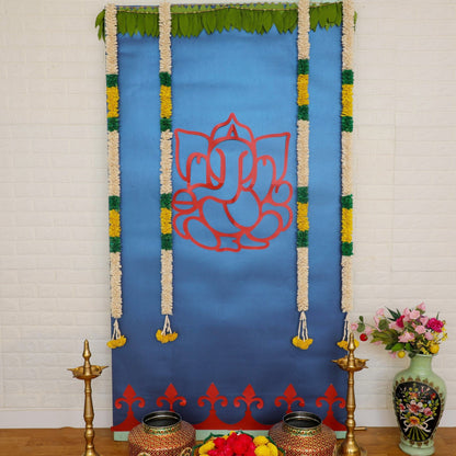 Traditional Ganesh Backdrop Kit - Blue Kit PRO Indian