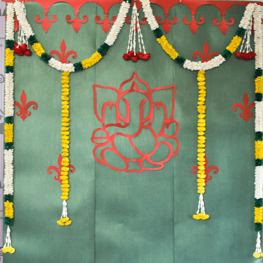 Traditional Ganesh Backdrop Kit - Green Kit PRO Indian