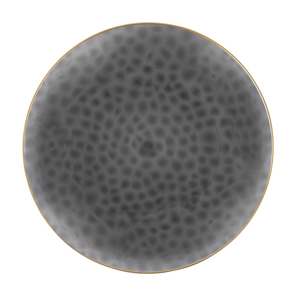 Transparent Black and Gold Round Hammered Plastic Plates - Organic Hammered Plate Pro Linens