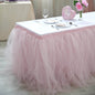 Tulle 14ft Table Skirt Blush - 4 Layer Pleated Tutu Table Cover Pro Linens